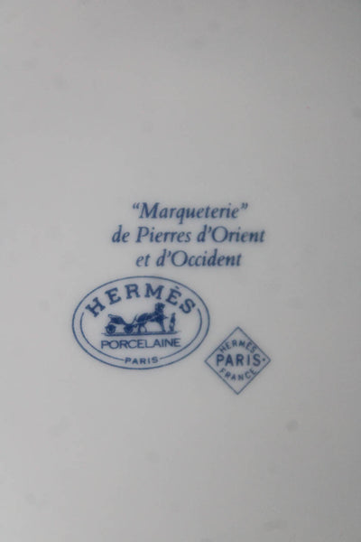 Hermes Marqueterie DePi erres d'Orient et d'Occident Salad Plates Set of 13 Blue