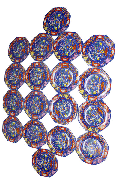 Hermes Marqueterie DePi erres d'Orient et d'Occident Salad Plates Set of 13 Blue