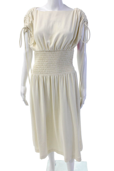 Modern Citizen Womens Scoop Neck Sleeveless Ruched Dress Nude Size S