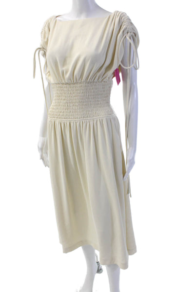 Modern Citizen Womens Scoop Neck Sleeveless Ruched Dress Nude Size S