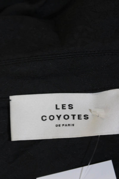 Les Coyotes De Paris Womens Paisley Printed Collared Crop Top Black Size XS
