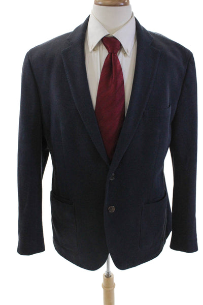 Michael Kors Womens Cotton Long Sleeve Collared Regular Blazer Blue Size 44