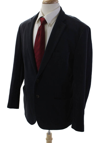 Michael Kors Womens Cotton Long Sleeve Collared Regular Blazer Blue Size 44