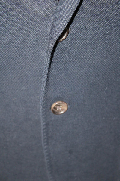 Michael Kors Womens Cotton Long Sleeve Collared Regular Blazer Blue Size 44