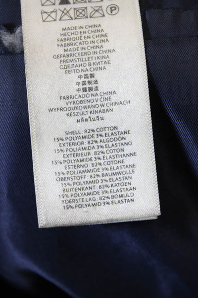 Michael Kors Womens Cotton Long Sleeve Collared Regular Blazer Blue Size 44
