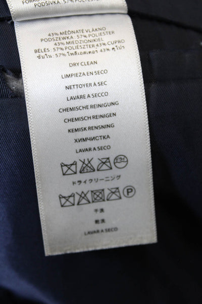 Michael Kors Womens Cotton Long Sleeve Collared Regular Blazer Blue Size 44