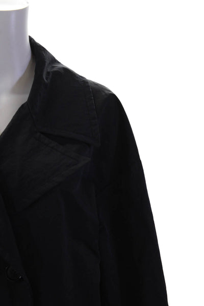 Zara Womens Double Breasted Button Down Belted Trench Coat Navy Blue Size Medium