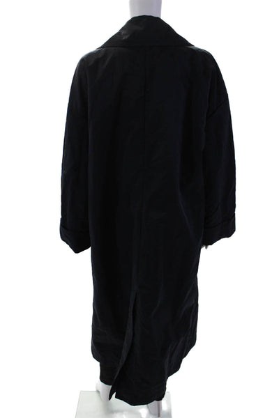 Zara Womens Double Breasted Button Down Belted Trench Coat Navy Blue Size Medium