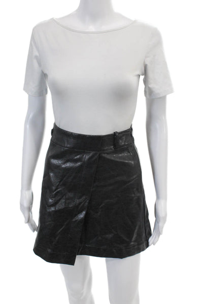 Modern Citizen Women's Unlined Wrap Faux Leather Mini Skirt Black Size XXS