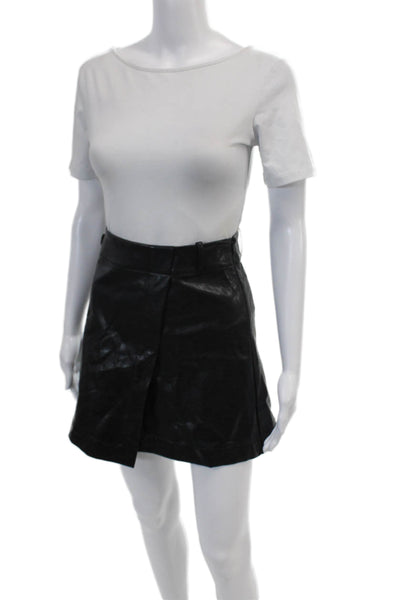 Modern Citizen Women's Unlined Wrap Faux Leather Mini Skirt Black Size XXS