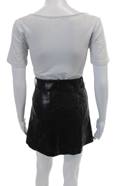 Modern Citizen Women's Unlined Wrap Faux Leather Mini Skirt Black Size XXS