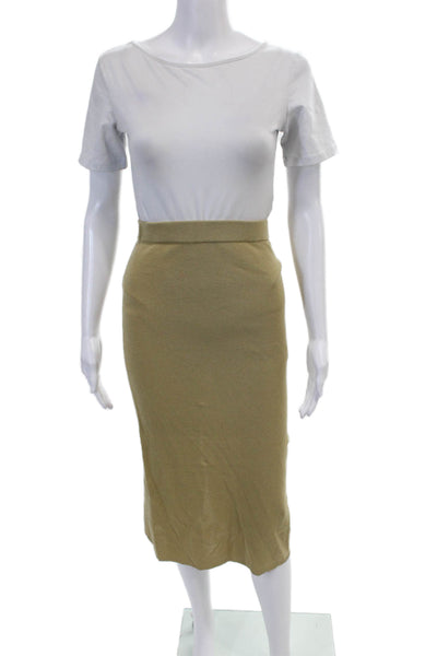 Modern Citizen Women's Pull-On Slit Hem Midi Sweater Skirt Beige Size S