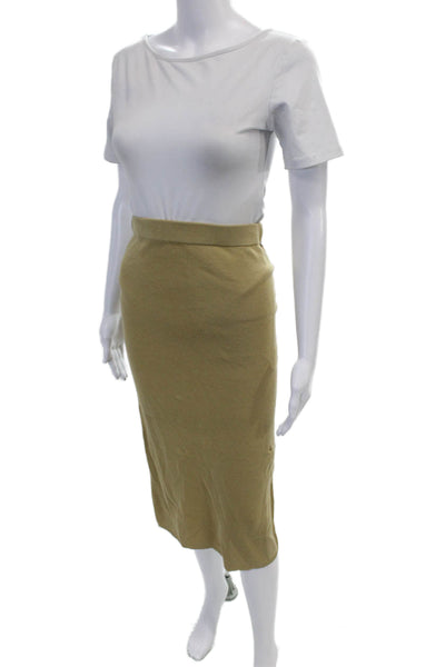 Modern Citizen Women's Pull-On Slit Hem Midi Sweater Skirt Beige Size S