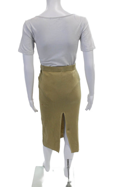 Modern Citizen Women's Pull-On Slit Hem Midi Sweater Skirt Beige Size S
