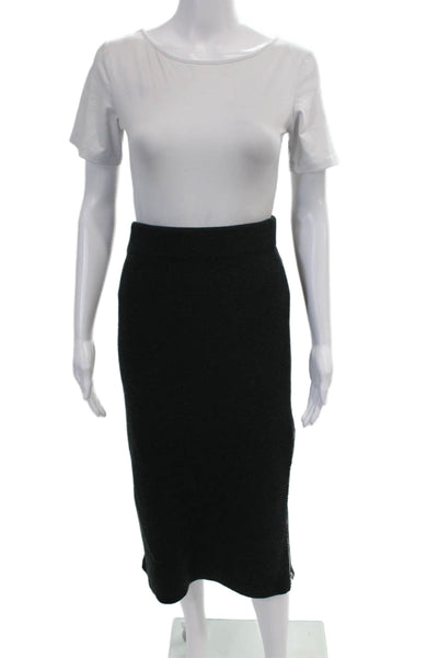 Modern Citizen Women's Pull-On Exposed Zip Midi Sweater Skirt Black Size S