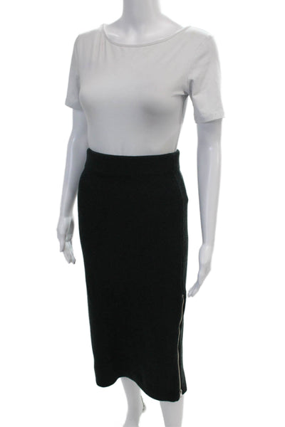 Modern Citizen Women's Pull-On Exposed Zip Midi Sweater Skirt Black Size S