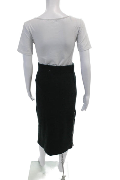 Modern Citizen Women's Pull-On Exposed Zip Midi Sweater Skirt Black Size S