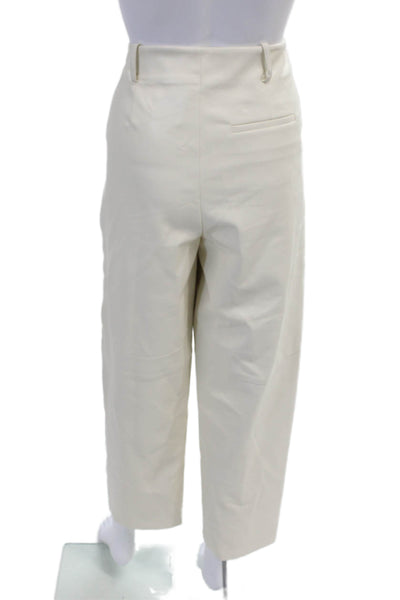 Modern Citizen Women's Zip Closure Leather Straight Leg Pants Cream Size XXS