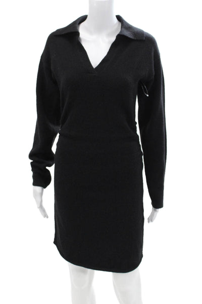 Modern Citizen Womens Long Sleeves Ruched Sweater Dress Black Size Small