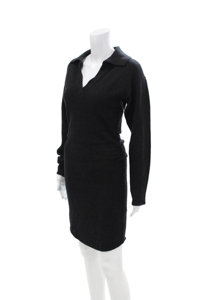 Modern Citizen Womens Long Sleeves Ruched Sweater Dress Black Size Small