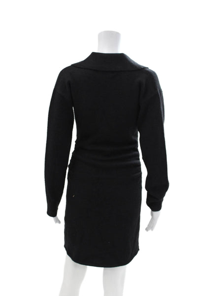 Modern Citizen Womens Long Sleeves Ruched Sweater Dress Black Size Small