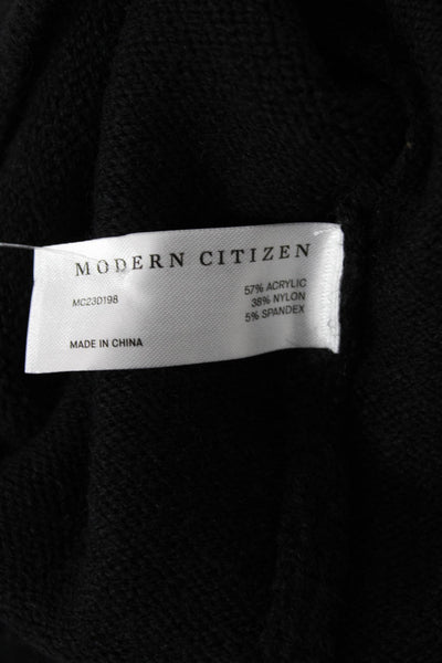 Modern Citizen Womens Long Sleeves Ruched Sweater Dress Black Size Small