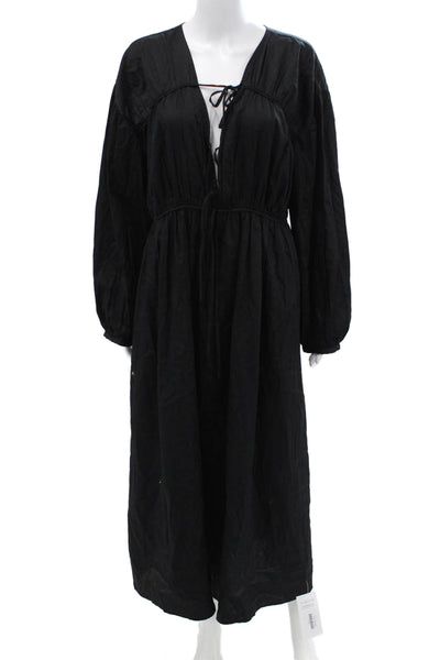 Modern Citizen Womens Short Sleeves A Line Maxi Dress Black Size Small