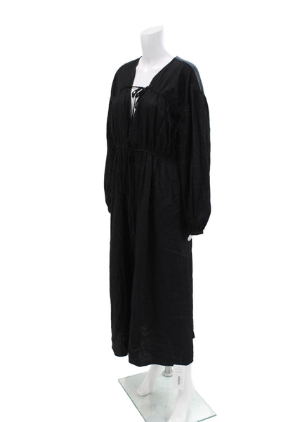 Modern Citizen Womens Short Sleeves A Line Maxi Dress Black Size Small
