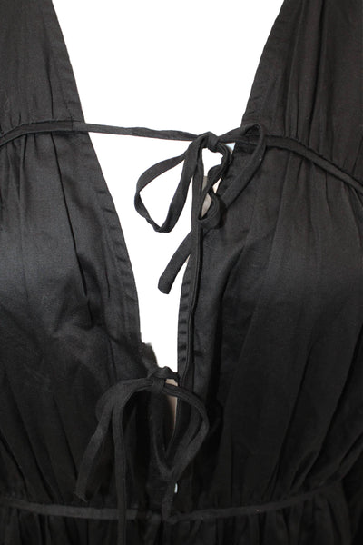 Modern Citizen Womens Short Sleeves A Line Maxi Dress Black Size Small