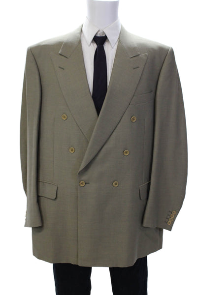 Canali Men's Long Sleeves Lined Collared Double Breast Jacket Beige Size 42