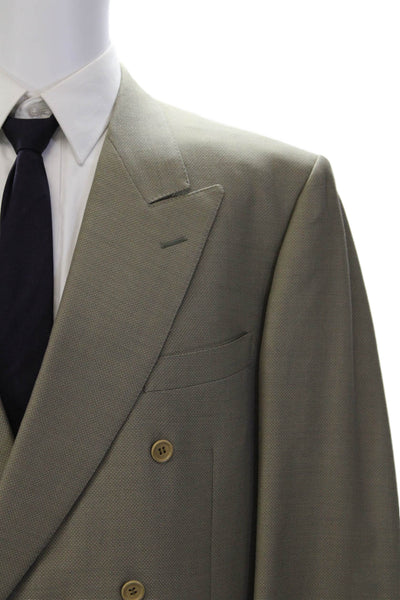 Canali Men's Long Sleeves Lined Collared Double Breast Jacket Beige Size 42