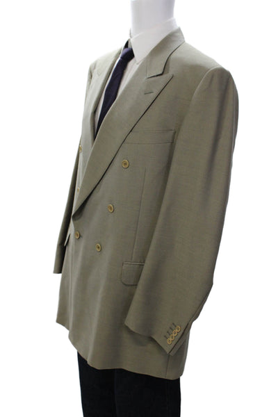 Canali Men's Long Sleeves Lined Collared Double Breast Jacket Beige Size 42