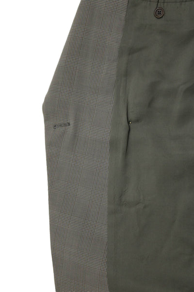 Trussini Men's Long Sleeves Lined Double Breast Beige Plaid Jacket Size 42