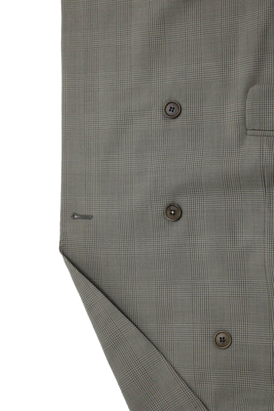 Trussini Men's Long Sleeves Lined Double Breast Beige Plaid Jacket Size 42