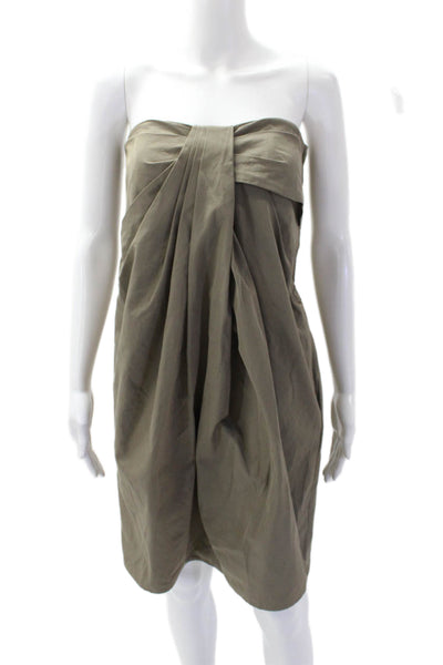 Hache Womens Pleated Waist Detail Side Zippered Maxi Skirt Brown Size 40