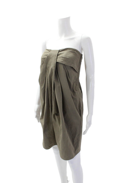 Hache Womens Pleated Waist Detail Side Zippered Maxi Skirt Brown Size 40