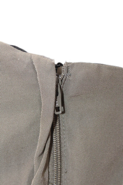 Hache Womens Pleated Waist Detail Side Zippered Maxi Skirt Brown Size 40