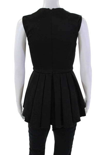 Cushnie Et Ochs Womens V Neck Sleeveless Peplum Blouse Black Size 0