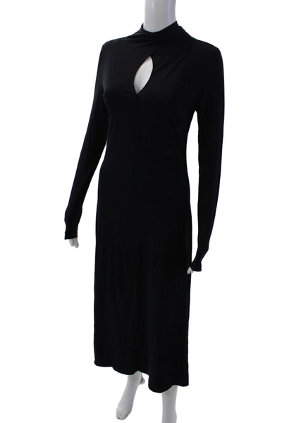 Modern Citizen Womens Cotton Keyhole Detail Neck Tie Maxi Dress Black Size XS