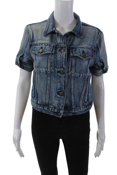 Hudson Women's Short Sleeves Medium Wash Button Up Jean Jacket Size XS