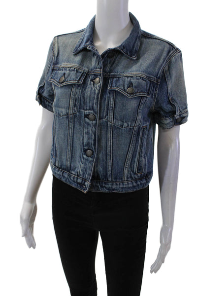 Hudson Women's Short Sleeves Medium Wash Button Up Jean Jacket Size XS