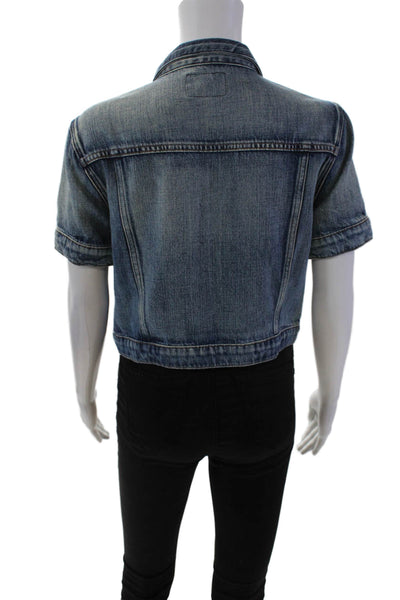 Hudson Women's Short Sleeves Medium Wash Button Up Jean Jacket Size XS