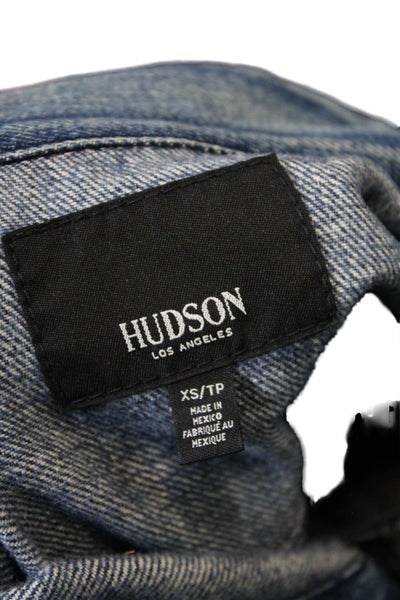 Hudson Women's Short Sleeves Medium Wash Button Up Jean Jacket Size XS