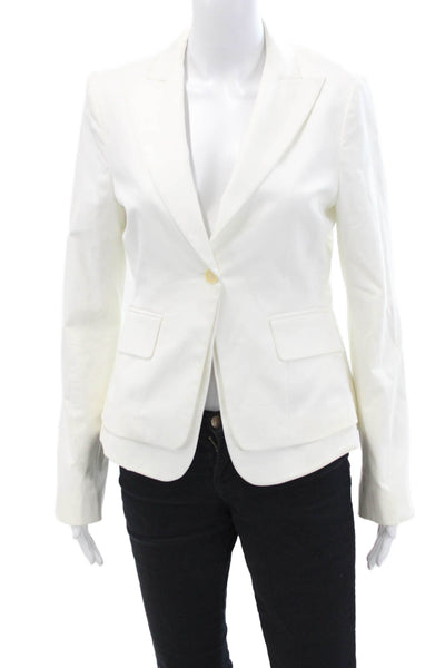 BCBG Max Azria Womens Button Down Angelina Jacket White Cotton Size Medium