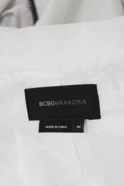 BCBG Max Azria Womens Button Down Angelina Jacket White Cotton Size Medium