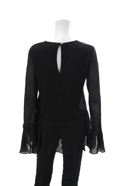 Theory Womens Ido Jersey Long Sleeves Lexanda Blouse Black Wool Size Small