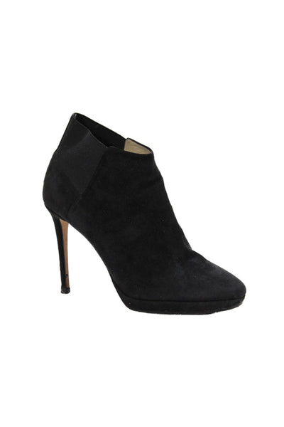 Jimmy Choo Womens Suede Stretch Inset Pull On Ankle Boots Black Size 38.5 8.5