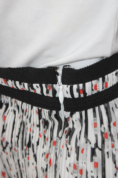 Carven Womens Abstract Printed Ruffle Hem Zipped Lined Mini Skirt White Size 42