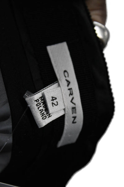 Carven Womens Abstract Printed Ruffle Hem Zipped Lined Mini Skirt White Size 42