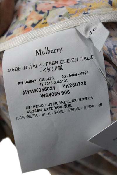 Mulberry Womens Textured Zip Floral Printed Lined Mid Length Skirt Yellow Size E